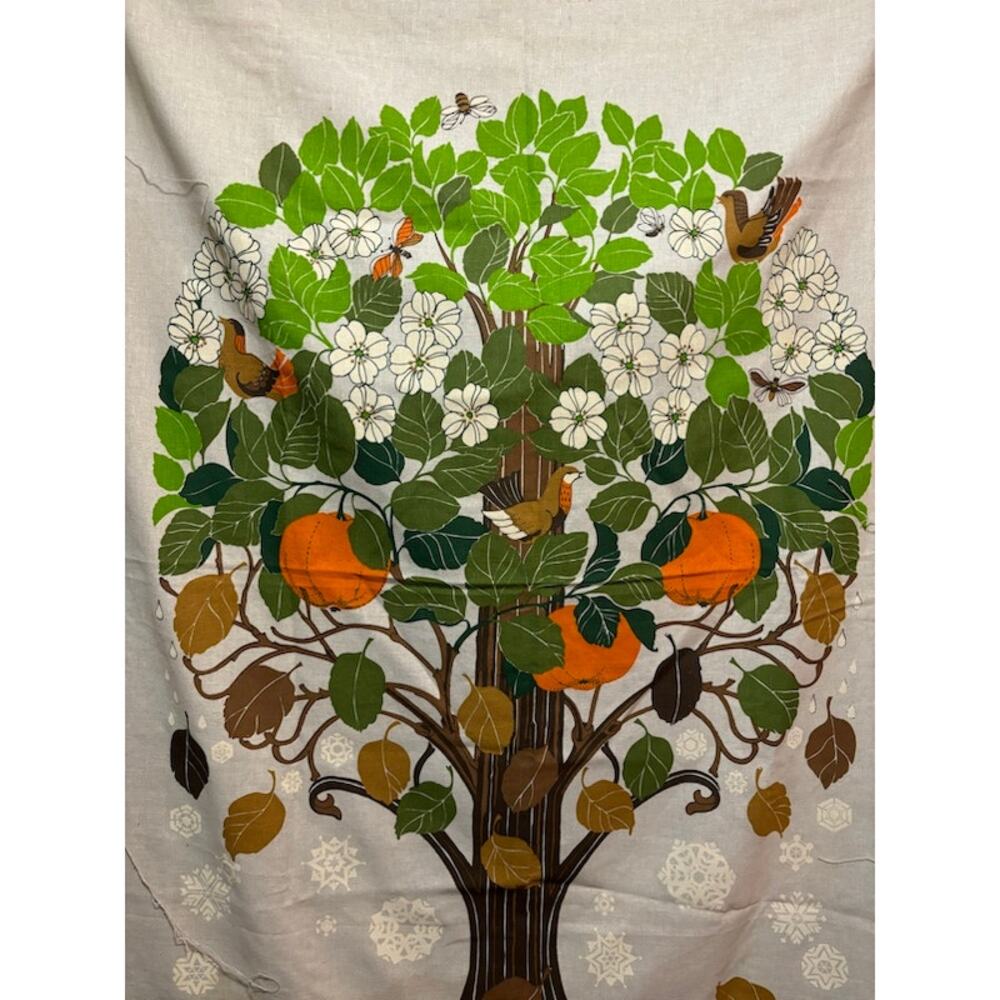 Vintage 1960s Toni Hermansson MCM fabric for Almedahls Sweden. Scandinavian tree